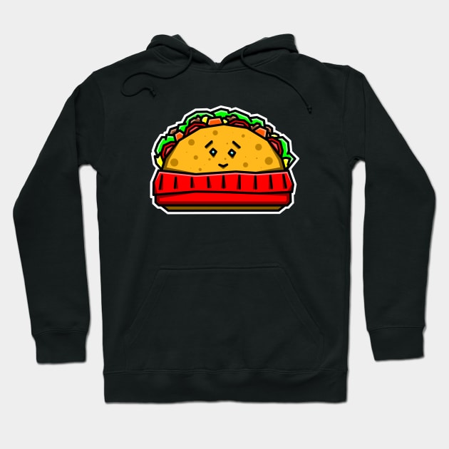 Cute Food - Tasty Little Taco in A Red Turtleneck Sweater - Mexican Food - Taco Hoodie by Bleeding Red Paint